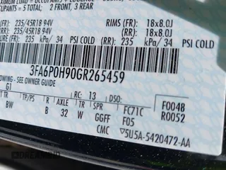 2016 Ford Fusion SE с VIN 3FA6P0H90GR265459, выставлен на аукционе IAAI как лот 42173636 с пробегом 111 555 миль миль и . История ставок и продаж доступна на DreamBid. Изображение 9.