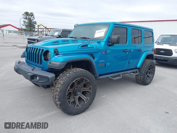 2020 Jeep Wrangler Unlimited Sahara with VIN 1C4HJXEN6LW231189, listed as a IAAI auction lot 41395059 with 59,399 mi miles. Bid and sale history available at carsss.com. Image 18.