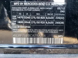 2012 Mercedes-Benz GL-Class GL 450 with VIN 4JGBF7BE0CA797756, listed as a Copart auction lot 44339684 with 109,428 mi miles and Salvage Title. Bid and sale history available at carsss.com. Image 12.