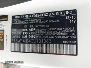 2016 Mercedes-Benz C 300 with VIN 55SWF4JB4GU131863, listed as a IAAI auction lot 42538730 with 137,392 mi miles and . Bid and sale history available at DreamBid. Image 9.
