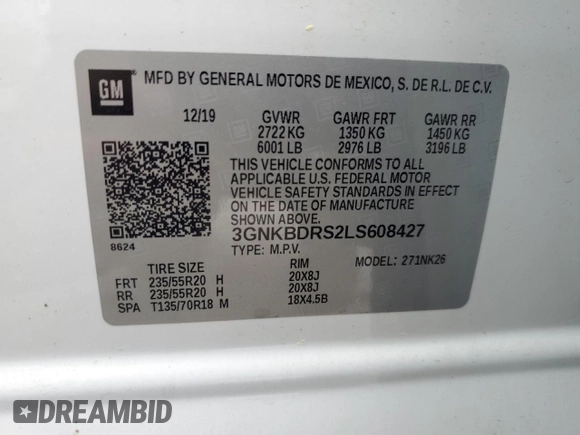 2020 Chevrolet Blazer LT z VIN 3GNKBDRS2LS608427, wystawiony jako Copart lot #51131155 z przebiegiem 45 280 mil mil oraz Szkoda całkowita • Salvage title. Historia ofert i sprzedaży dostępna na DreamBid. Obrazek 13.