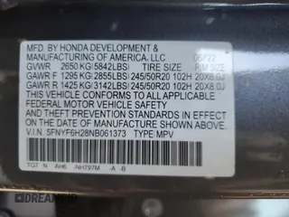 2022 Honda Pilot Special Edition with VIN 5FNYF6H28NB061373, listed as a Copart auction lot 83649414 with 0 mi miles and Non Repairable. Bid and sale history available at carsss.com. Image 13.