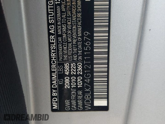 2002 Mercedes-Benz CLK 55 AMG with VIN WDBLK74G12T115679, listed as a Copart auction lot 71442244 with Not Provided miles and Salvage Title. Bid and sale history available at DreamBid. Image 12.