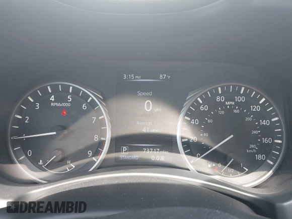 2018 Infiniti Q50 Luxe with VIN JN1EV7AP7JM352520, listed as a IAAI auction lot 42427317 with 73,717 mi miles and . Bid and sale history available at DreamBid. Image 7.