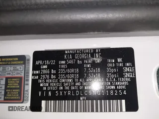 2022 Kia Sorento X-Line S z VIN 5XYRLDLC9NG118254, wystawiony jako IAAI lot #42109168 z przebiegiem 28 547 mil mil oraz . Historia ofert i sprzedaży dostępna na DreamBid. Obrazek 9.