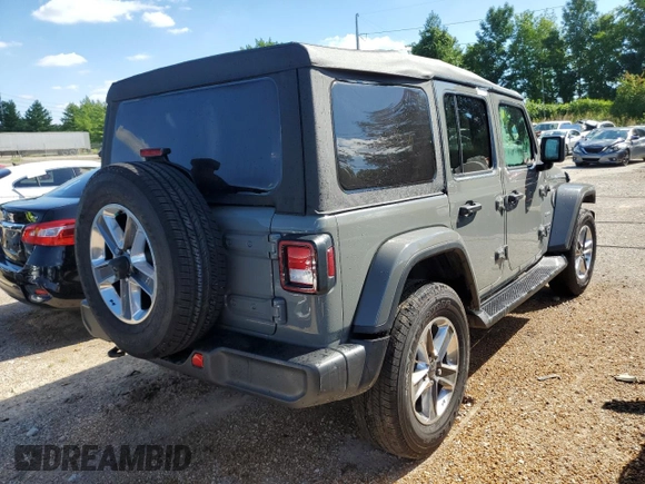 2022 Jeep Wrangler Unlimited Sahara Altitude with VIN 1C4HJXEG5NW174021, listed as a Copart auction lot 55200532 with Not provided miles and Salvage title. Bid and sale history available at DreamBid. Image 4.