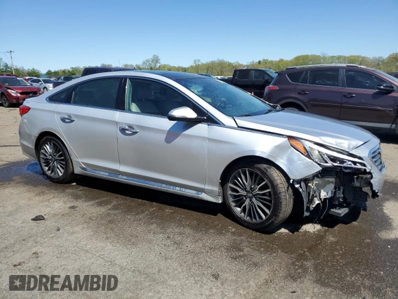 2015 Hyundai Sonata Limited with VIN 5NPE34AF8FH031788, listed as a Copart auction lot 54915995 with 91,722 mi miles and Salvage Title. Bid and sale history available at DreamBid. Image 4.