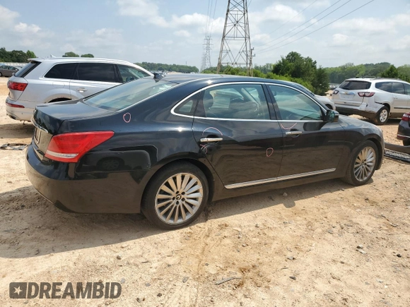 2015 Hyundai Equus Signature with VIN KMHGH4JH5FU094120, listed as a Copart auction lot 63238345 with 103,658 mi miles and Salvage title. Bid and sale history available at DreamBid. Image 3.