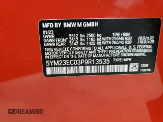 2023 BMW X4 M z VIN 5YM23EC03P9R13535, wystawiony jako Copart lot #54141864 z przebiegiem 7 779 mil mil oraz Szkoda całkowita • Salvage title. Historia ofert i sprzedaży dostępna na DreamBid. Obrazek 16.