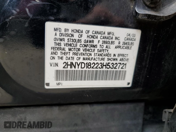 2003 Acura MDX with VIN 2HNYD18223H532721, listed as a Copart auction lot 69676684 with 165,959 mi miles and Salvage Title. Bid and sale history available at carsss.com. Image 13.