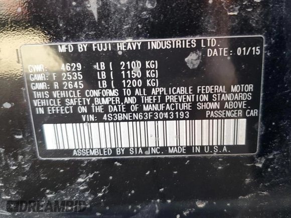 2015 Subaru Legacy 3.6R Limited with VIN 4S3BNEN63F3043193, listed as a Copart auction lot 48810575 with 124,907 mi miles and Salvage Title. Bid and sale history available at carsss.com. Image 14.