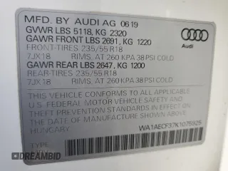 2019 Audi Q3 Premium with VIN WA1AECF37K1075925, listed as a Copart auction lot 42928893 with 41,726 mi miles. Bid and sale history available at carsss.com. Image 14.
