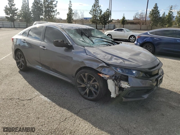 2019 Honda Civic Sedan Sport with VIN 2HGFC2F87KH502398, listed as a Copart auction lot 47649075 with 92,380 mi miles and Salvage Title. Bid and sale history available at carsss.com. Image 4.