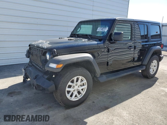 2023 Jeep Wrangler Sport with VIN 1C4HJXDNXPW701795, listed as a Copart auction lot 50451444 with 7,274 mi miles and Salvage Title. Bid and sale history available at DreamBid. Image 1.
