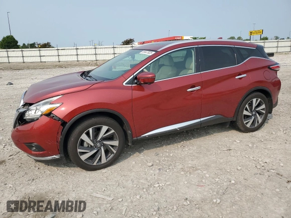 2016 Nissan Murano Platinum z VIN 5N1AZ2MH3GN161604, wystawiony jako Copart lot #58447825 z przebiegiem 66 472 mil mil oraz Szkoda całkowita • Salvage title. Historia ofert i sprzedaży dostępna na DreamBid. Obrazek 1.