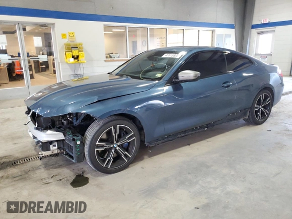 2021 BMW 4 Series M440i xDrive with VIN WBA13AR02MCF24680, listed as a Copart auction lot 43516895 with 48,195 mi miles and Salvage Title. Bid and sale history available at DreamBid. Image 1.