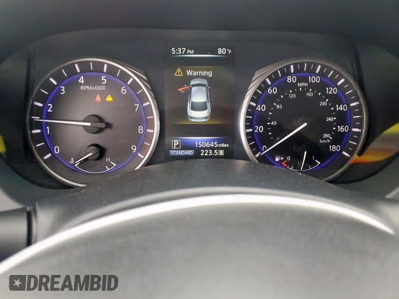 2015 Infiniti Q50 Sport with VIN JN1BV7AP1FM331043, listed as a Copart auction lot 60319895 with 150,645 mi miles and Salvage title. Bid and sale history available at DreamBid. Image 9.