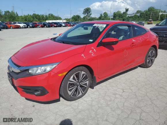 2017 Honda Civic Coupe EX-T with VIN 2HGFC3B32HH353486, listed as a Copart auction lot 53658494 with 56,815 mi miles and Clean Title. Bid and sale history available at carsss.com. Image 1.