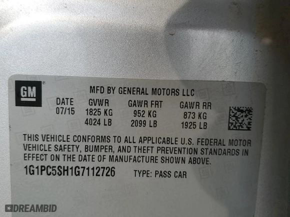 2016 Chevrolet Cruze Limited LS with VIN 1G1PC5SH1G7112726, listed as a Copart auction lot 49733795 with 105,495 mi miles and Salvage Title. Bid and sale history available at carsss.com. Image 12.
