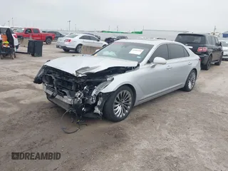 2019 Genesis G90 3.3T Premium with VIN KMTF34JA4KU058688, listed as a IAAI auction lot 41501184 with 85,530 mi miles. Bid and sale history available at carsss.com. Image 2.
