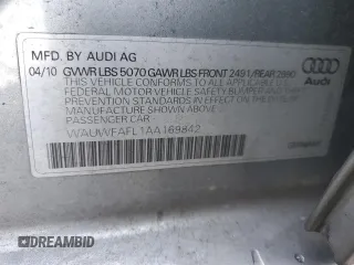 2010 Audi A4 2.0T Premium Plus with VIN WAUWFAFL1AA169842, listed as a Copart auction lot 81642084 with 118,583 mi miles and Clean Title. Bid and sale history available at carsss.com. Image 13.