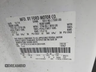 2014 Ford F-150 XL with VIN 1FTFX1CF4EKG53325, listed as a IAAI auction lot 41060015 with 216,554 mi miles. Bid and sale history available at carsss.com. Image 9.