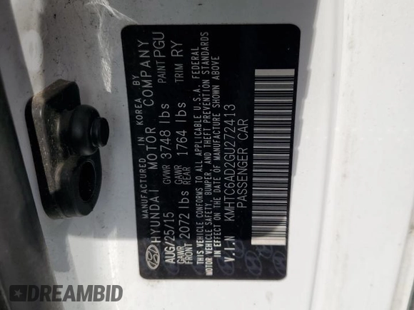 2016 Hyundai Veloster z VIN KMHTC6AD2GU272413, wystawiony jako Copart lot #55530805 z przebiegiem Nie podano mil oraz Szkoda całkowita • Salvage title. Historia ofert i sprzedaży dostępna na DreamBid. Obrazek 12.