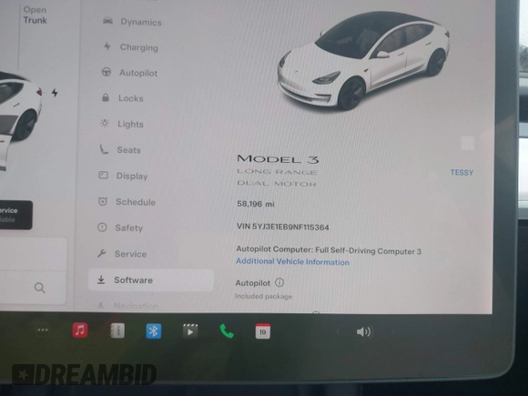 2022 Tesla Model 3 Long Range z VIN 5YJ3E1EB9NF115364, wystawiony jako IAAI lot #41618947 z przebiegiem 58 196 mil mil oraz . Historia ofert i sprzedaży dostępna na DreamBid. Obrazek 7.
