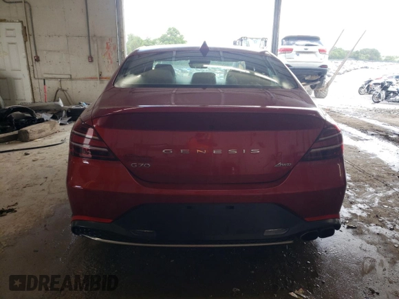 2022 Genesis G70 2.0T with VIN KMTG34TA5NU091818, listed as a Copart auction lot 54402744 with 31,531 mi miles and Salvage Title. Bid and sale history available at carsss.com. Image 6.