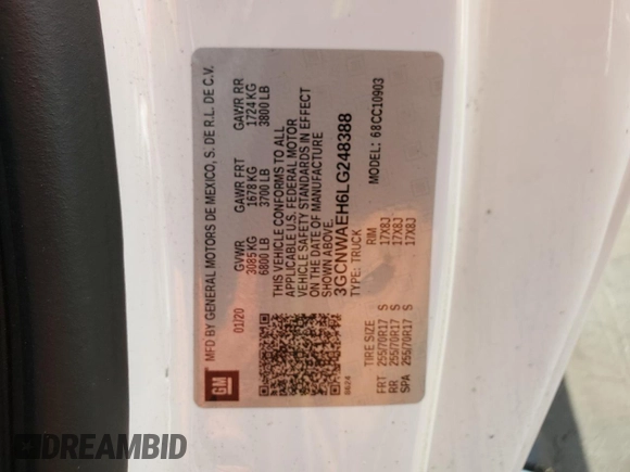 2020 Chevrolet Silverado 1500 Work Truck with VIN 3GCNWAEH6LG248388, listed as a Copart auction lot 54203645 with 85,296 mi miles and Clean Title. Bid and sale history available at DreamBid. Image 12.