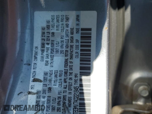 2010 Mazda CX-9 Grand Touring с VIN JM3TB3MV7A0221845, выставлен на аукционе Copart как лот 60701045 с пробегом 226 889 миль миль и Списание • Salvage title. История ставок и продаж доступна на DreamBid. Изображение 13.