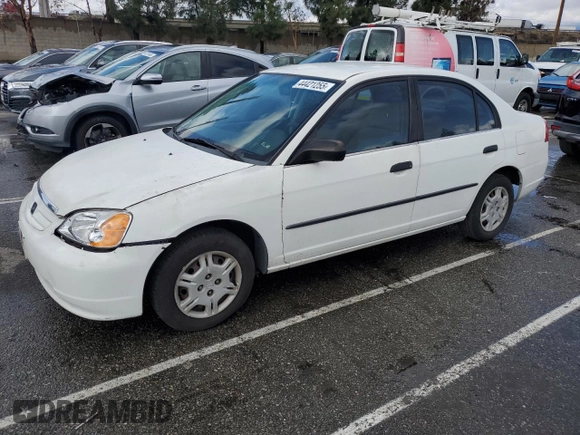 2001 Honda Civic DX with VIN 2HGES16281H614582, listed as a Copart auction lot 44421255 with 257,612 mi miles and Salvage Title. Bid and sale history available at carsss.com. Image 1.