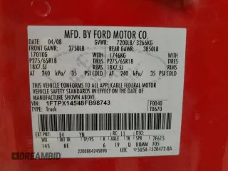 2008 Ford F-150 XLT with VIN 1FTPX14548FB98743, listed as a Copart auction lot 53131935 with 158,678 mi miles and Clean Title. Bid and sale history available at carsss.com. Image 12.