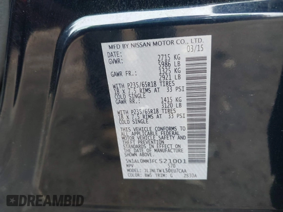 2015 Infiniti QX60 z VIN 5N1AL0MM3FC521001, wystawiony jako IAAI lot #42188337 z przebiegiem 138 266 mil mil oraz . Historia ofert i sprzedaży dostępna na DreamBid. Obrazek 9.