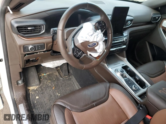 2022 Ford Explorer King Ranch z VIN 1FM5K8LC3NGA14215, wystawiony jako Copart lot #87023424 z przebiegiem Nie podano mil oraz Szkoda całkowita • Salvage title. Historia ofert i sprzedaży dostępna na DreamBid. Obrazek 8.