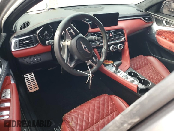 2023 Genesis G70 3.3T with VIN KMTG54TE6PU128438, listed as a Copart auction lot 74662524 with 0 mi miles and Non Repairable. Bid and sale history available at carsss.com. Image 8.