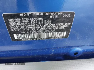 2025 Subaru WRX Limited z VIN JF1VBAN66S8802226, wystawiony jako IAAI lot #42499790 z przebiegiem 199 mil mil oraz . Historia ofert i sprzedaży dostępna na DreamBid. Obrazek 9.