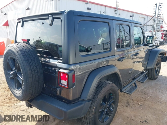 2022 Jeep Wrangler Unlimited Sport S with VIN 1C4HJXDG5NW105931, listed as a IAAI auction lot 42349628 with 37,314 mi miles and . Bid and sale history available at DreamBid. Image 4.