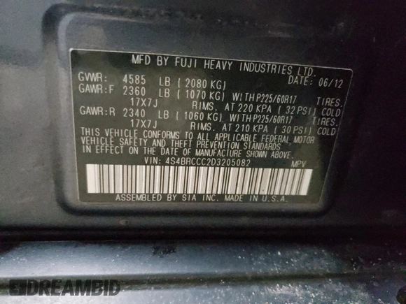 2013 Subaru Outback Premium с VIN 4S4BRCCC2D3205082, выставлен на аукционе Copart как лот 85646714 с пробегом 117 326 миль миль и Списание • Salvage title. История ставок и продаж доступна на DreamBid. Изображение 13.