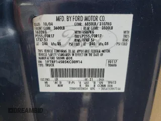 2005 Ford F-150 XL with VIN 1FTRF14585KC00914, listed as a Copart auction lot 43589325 with 181,304 mi miles and Salvage Title. Bid and sale history available at carsss.com. Image 15.