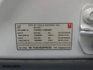 2014 Tesla Model S P85D with VIN 5YJSA1H23EFP63785, listed as a IAAI auction lot 41872168 with 118,248 mi miles. Bid and sale history available at carsss.com. Image 9.