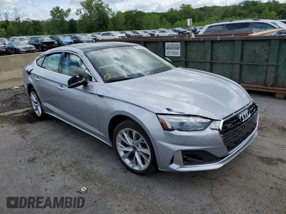 2023 Audi A5 Sportback Premium Plus with VIN WAUCBCF51PA045350, listed as a Copart auction lot 55945033 with 0 mi miles and Non Repairable. Bid and sale history available at carsss.com. Image 4.