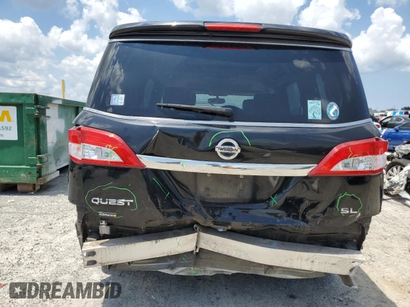 2013 Nissan Quest LE with VIN JN8AE2KP5D9065556, listed as a Copart auction lot 62130425 with 174,438 mi miles and Salvage title. Bid and sale history available at DreamBid. Image 6.