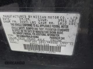 2010 Nissan Sentra S with VIN 3N1AB6AP6AL618394, listed as a IAAI auction lot 41936359 with 103,678 mi miles and . Bid and sale history available at DreamBid. Image 9.