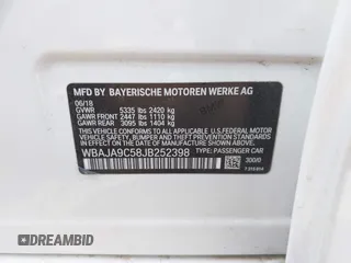 2018 BMW 5 Series 530e with VIN WBAJA9C58JB252398, listed as a IAAI auction lot 42070548 with Not Provided miles and . Bid and sale history available at carsss.com. Image 9.
