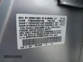 2010 Honda Pilot Touring with VIN 5FNYF3H82AB011212, listed as a Copart auction lot 71115874 with 248,495 mi miles and Salvage Title. Bid and sale history available at DreamBid. Image 13.