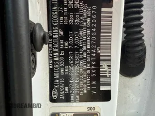 2013 Kia Sorento LX with VIN 5XYKT4A27DG420670, listed as a Copart auction lot 54378555 with 171,229 mi miles and Clean Title. Bid and sale history available at carsss.com. Image 10.