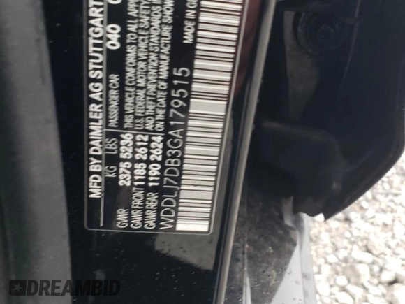 2016 Mercedes-Benz CLS 550 with VIN WDDLJ7DB3GA179515, listed as a Copart auction lot 60130015 with 123,147 mi miles and Salvage title. Bid and sale history available at DreamBid. Image 12.