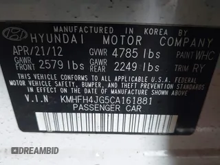 2012 Hyundai Azera с VIN KMHFH4JG5CA161881, выставлен на аукционе IAAI как лот 42250593 с пробегом 130 870 миль миль и . История ставок и продаж доступна на DreamBid. Изображение 9.