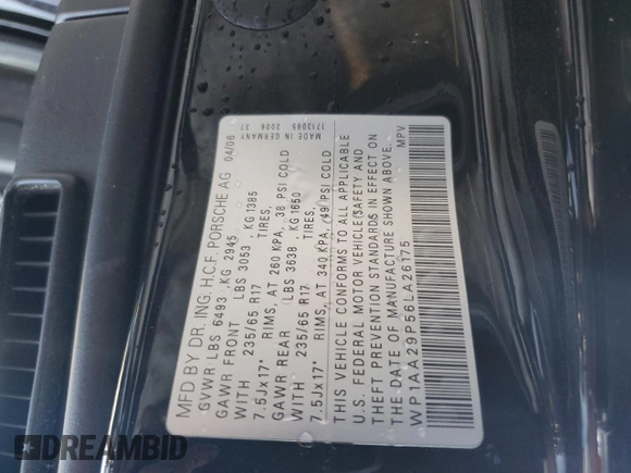 2006 Porsche Cayenne with VIN WP1AA29P56LA26175, listed as a Copart auction lot 77886724 with 60,664 mi miles and Salvage Title. Bid and sale history available at carsss.com. Image 14.
